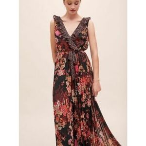 Anthropologie Kachel Floretta Elegant Floral Jumpsuit Dress Pants 12